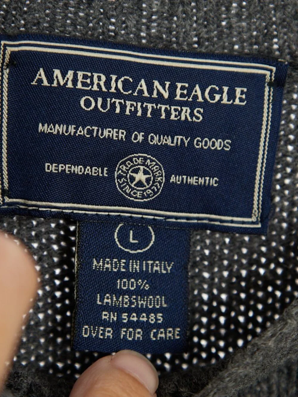 Vintage y2k American Eagle 100% Lambswool Gray Knit Sweater Men's Large